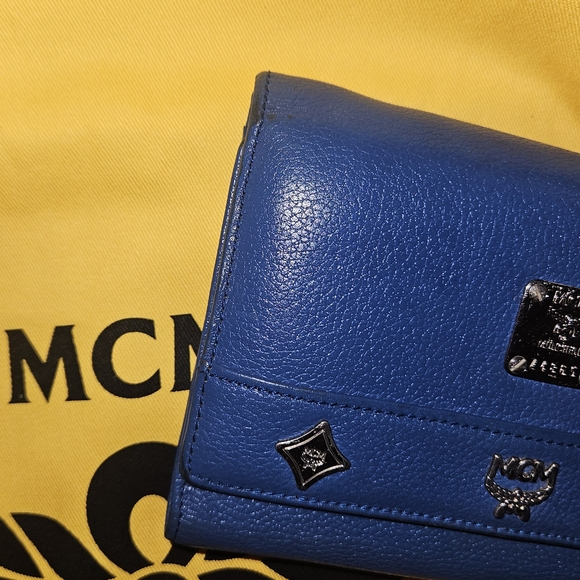 MCM Royal Blue Leather Trifold Wallet - Picture 2 of 6